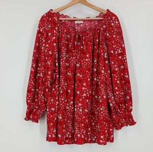 Max Studio Floral Keyhole Blouse